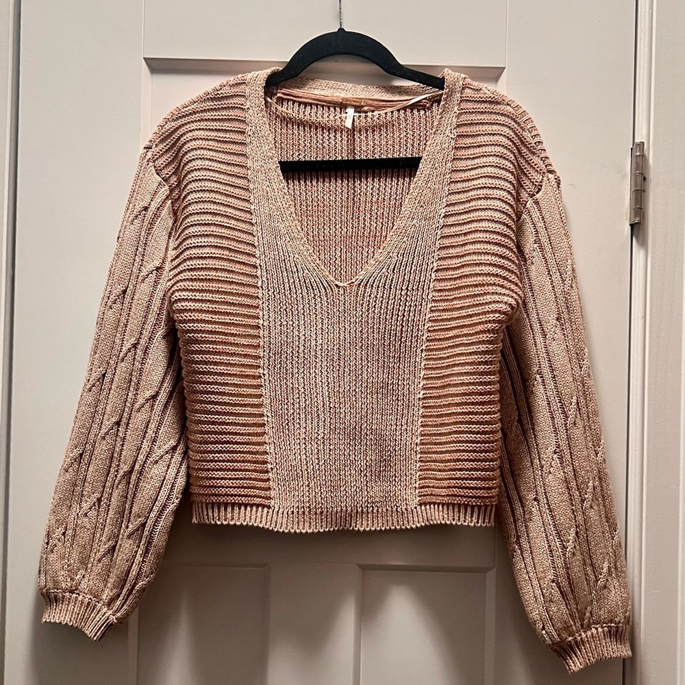 Free People Cable V-Neck Sweater - NWOT